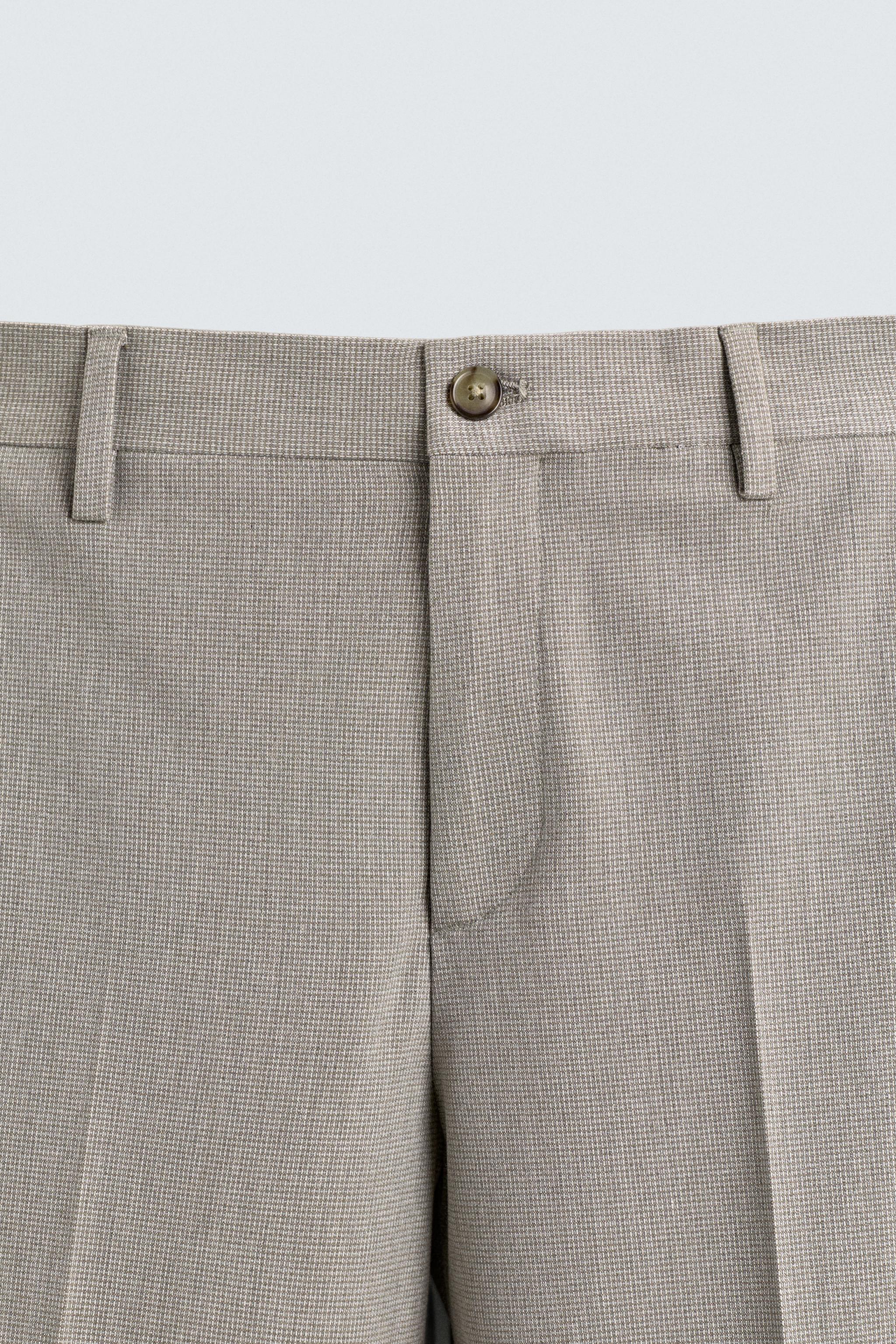 REGULAR FIT TEXTURED SUIT PANTS